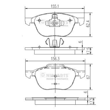 Brake Pad Set, disc brake NIPPARTS J3603063
