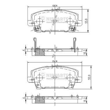 Brake Pad Set, disc brake NIPPARTS J3604065