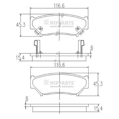 Brake Pad Set, disc brake NIPPARTS J3608009