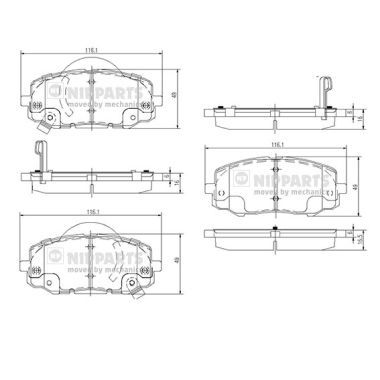 Brake Pad Set, disc brake NIPPARTS N3600552