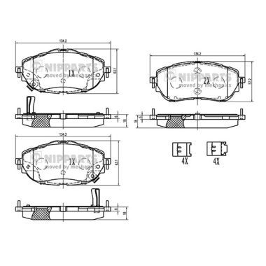 Brake Pad Set, disc brake NIPPARTS N3602150