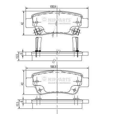 Brake Pad Set, disc brake NIPPARTS N3614019