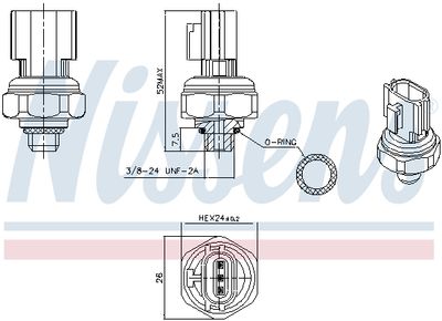 Pressure Switch, air conditioning NISSENS 301077