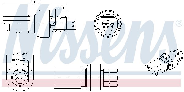 NISSENS 301136 Pressure Switch, air conditioning