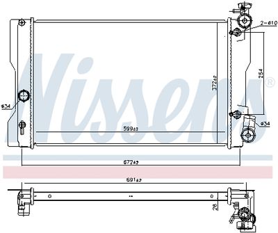 Radiator, engine cooling NISSENS 606164