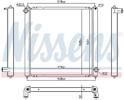 Radiator, engine cooling NISSENS 606382