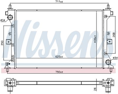 Radiator, engine cooling NISSENS 606383