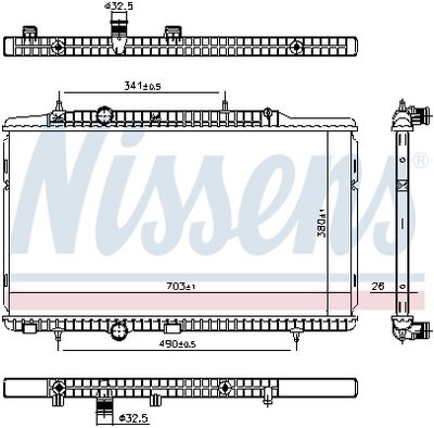 Radiator, engine cooling NISSENS 606405