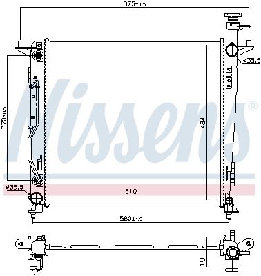 Radiator, engine cooling NISSENS 606428
