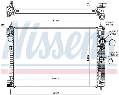Radiator, engine cooling NISSENS 606515
