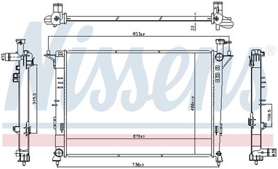 Radiator, engine cooling NISSENS 606824