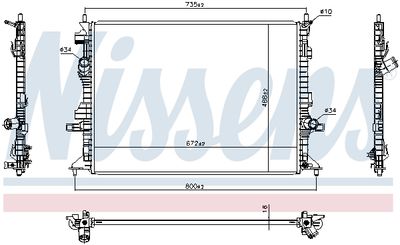 Radiator, engine cooling NISSENS 606908