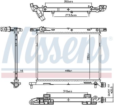 Radiator, engine cooling NISSENS 607029