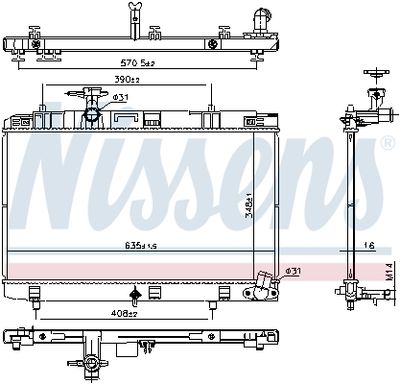 Radiator, engine cooling NISSENS 607106