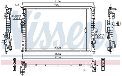 Radiator, engine cooling NISSENS 607184