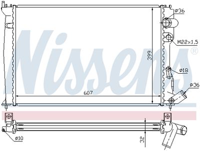 Radiator, engine cooling NISSENS 61302A