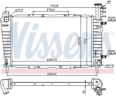 Radiator, engine cooling NISSENS 62064