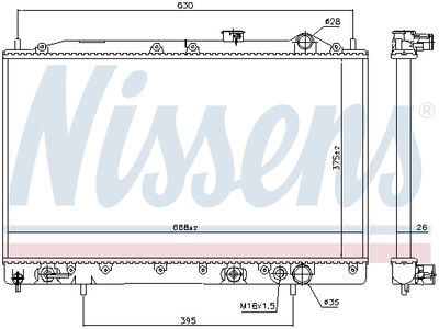 Radiator, engine cooling NISSENS 62835