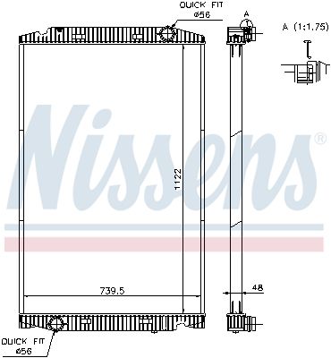 Radiator, engine cooling NISSENS 63329A