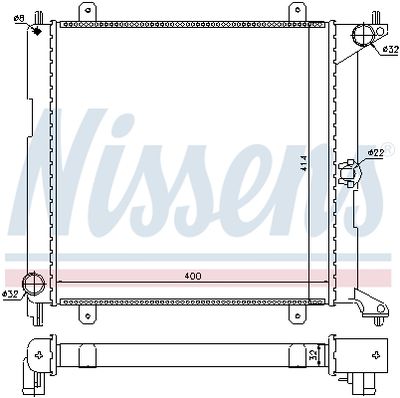 Radiator, engine cooling NISSENS 64207