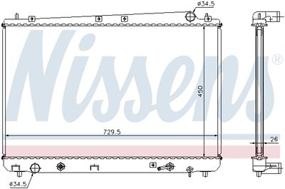 Radiator, engine cooling NISSENS 64627A
