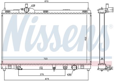 Radiator, engine cooling NISSENS 646946