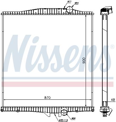 Radiator, engine cooling NISSENS 654620
