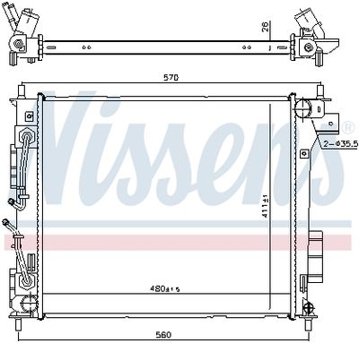 Radiator, engine cooling NISSENS 666205