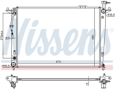 Radiator, engine cooling NISSENS 666208