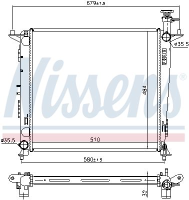 Radiator, engine cooling NISSENS 666222