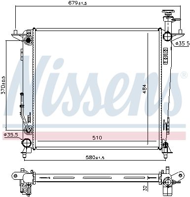 Radiator, engine cooling NISSENS 666223