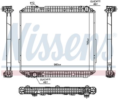Radiator, engine cooling NISSENS 671780