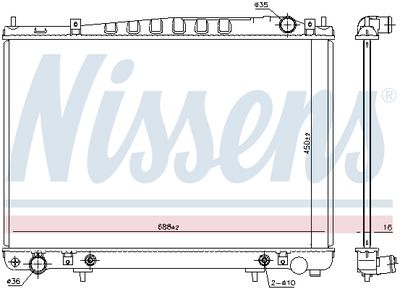 Radiator, engine cooling NISSENS 681209
