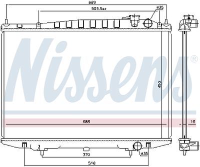 Radiator, engine cooling NISSENS 68749