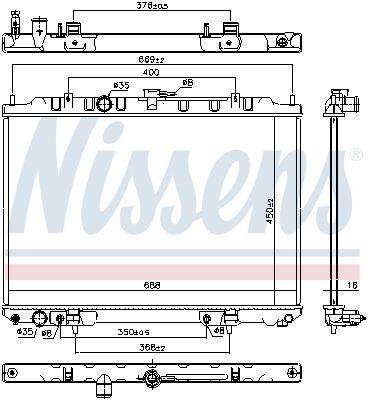Radiator, engine cooling NISSENS 68799