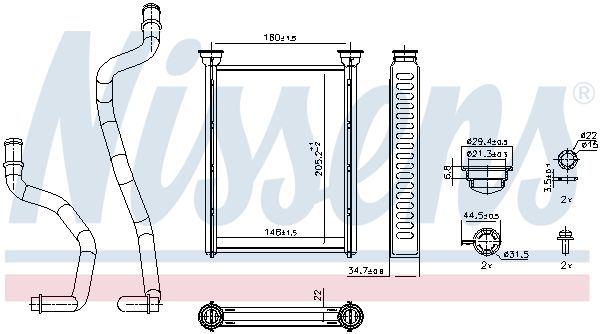 NISSENS 707290 Heat Exchanger, interior heating