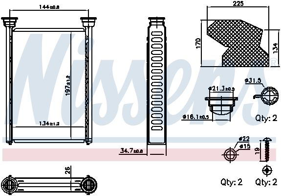 NISSENS 707309 Heat Exchanger, interior heating