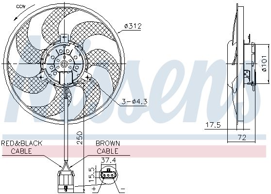 NISSENS 850072 Fan, engine cooling