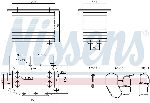 NISSENS 91433 Oil Cooler, engine oil