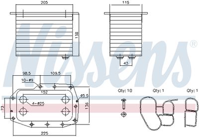 Oil Cooler, engine oil NISSENS 91433