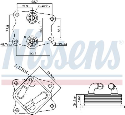 Oil Cooler, engine oil NISSENS 91442