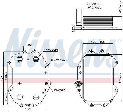 Oil Cooler, engine oil NISSENS 91445