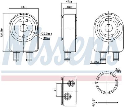 Oil Cooler, engine oil NISSENS 91451