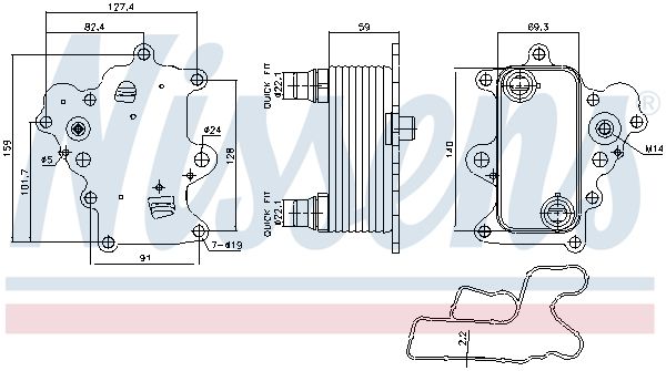 NISSENS 91457 Oil Cooler, engine oil