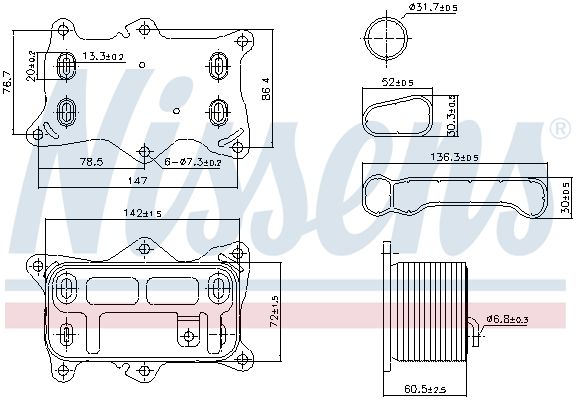 NISSENS 91472 Oil Cooler, engine oil