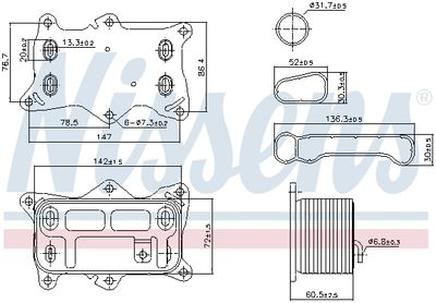 Oil Cooler, engine oil NISSENS 91472