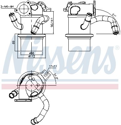 Cooler, exhaust gas recirculation NISSENS 989315