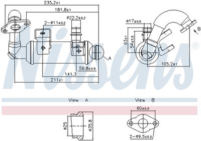 Cooler, exhaust gas recirculation NISSENS 989405