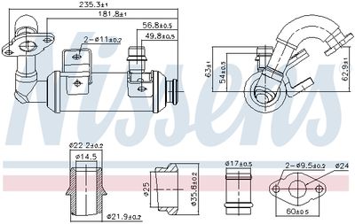 Cooler, exhaust gas recirculation NISSENS 989407