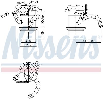 Cooler, exhaust gas recirculation NISSENS 989422